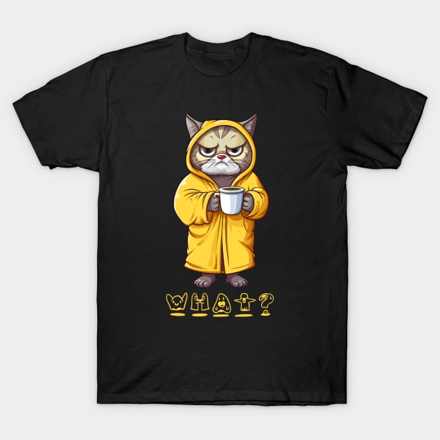 Ghostly What Angry Cat Holding A Coffee Cup T-Shirt by theworthyquote